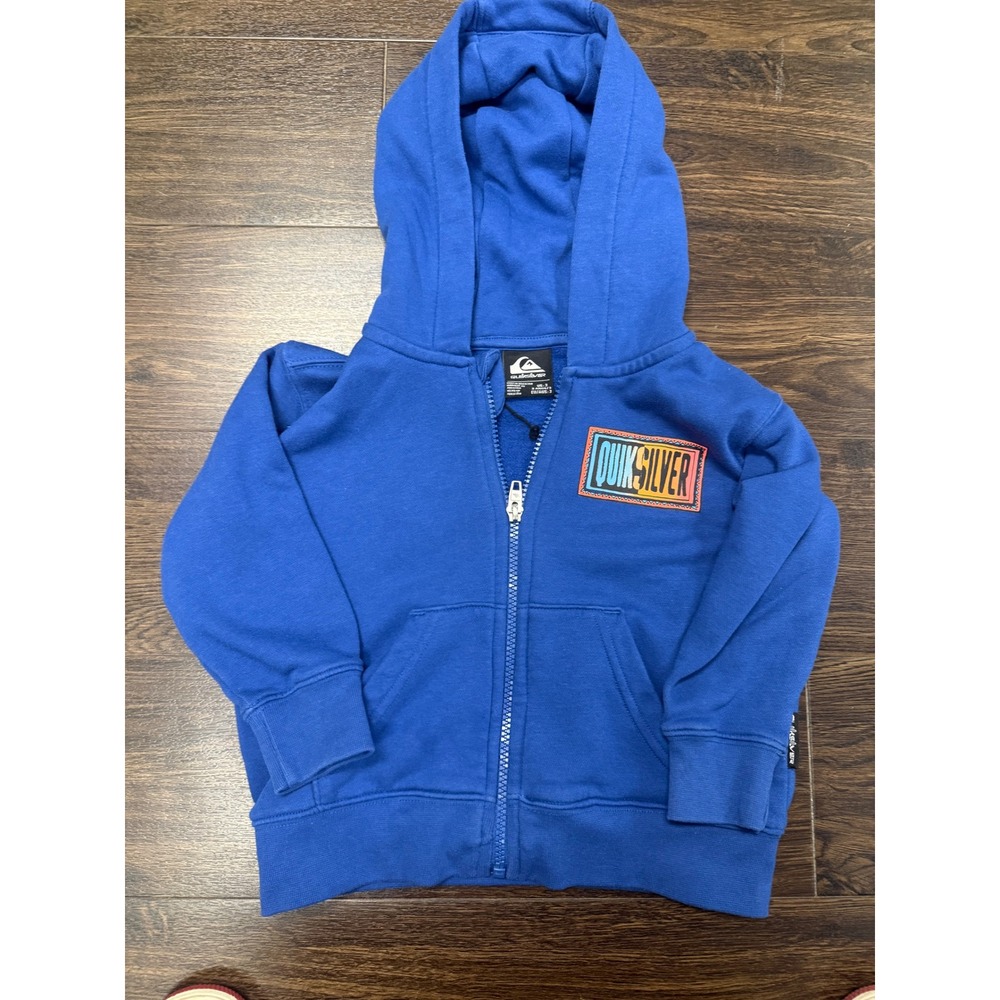Quiksilver Toddler Full-Zip Hoodie Blue Graphic Logo Sweatshirt – Size 3T (US 3)